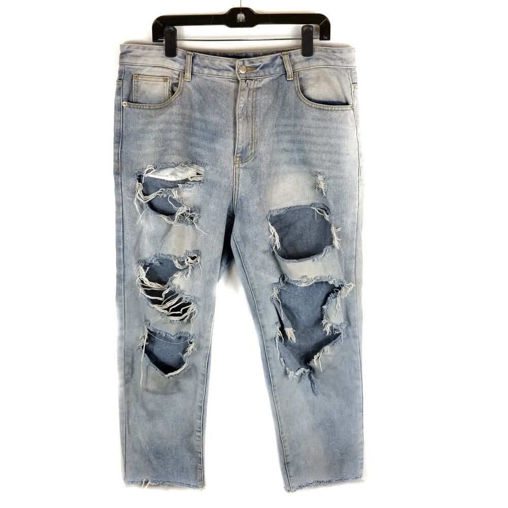 Nasty Gal Denim Distressed High Rise Jeans Size 12